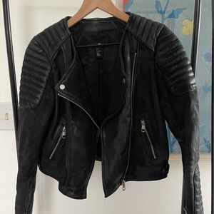 H&M Leather Moto Jacket in Black